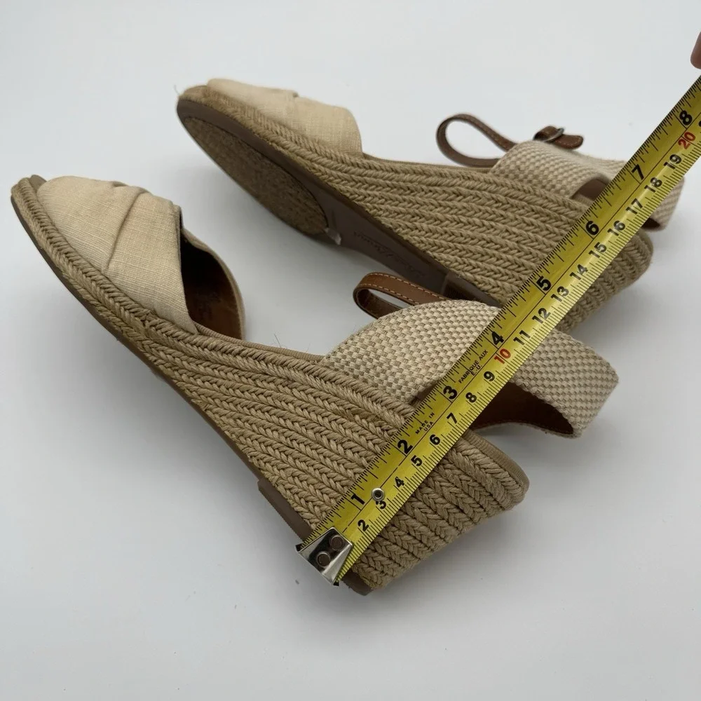 Lucky Brand Kavala Espadrille Jute Wedge Sandals Cream Bow Womens‎ Size 10 B
